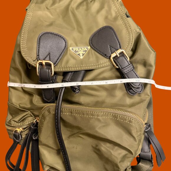 Prada Milano Inspired Olive Green Nylon Backpack | Faux Designer Bag - Picture 4 of 11